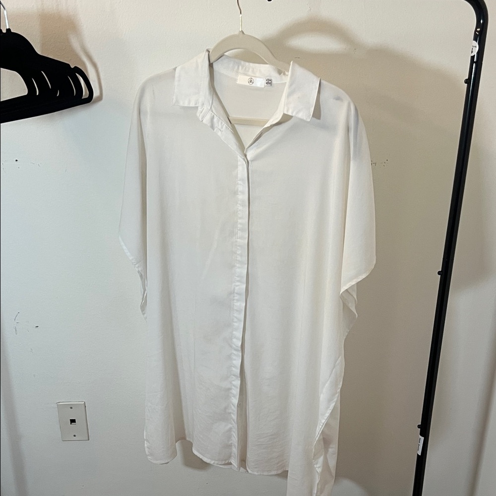 Missguided sheer white button up dress